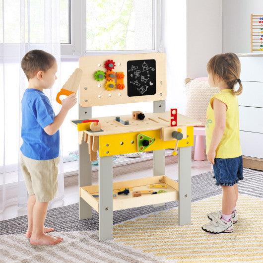 Wooden Pretend Play Workbench Set with Blackboard for Toddlers Ages 3+ at Set Shop and Smile