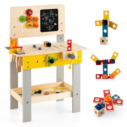 Wooden Pretend Play Workbench Set with Blackboard for Toddlers Ages 3+ at Set Shop and Smile