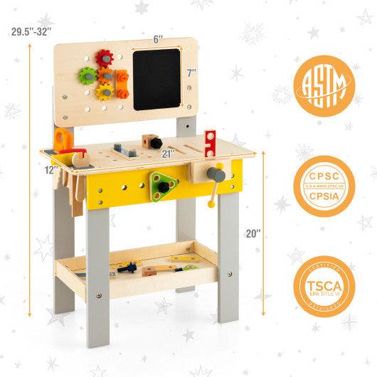 Wooden Pretend Play Workbench Set with Blackboard for Toddlers Ages 3+ at Set Shop and Smile