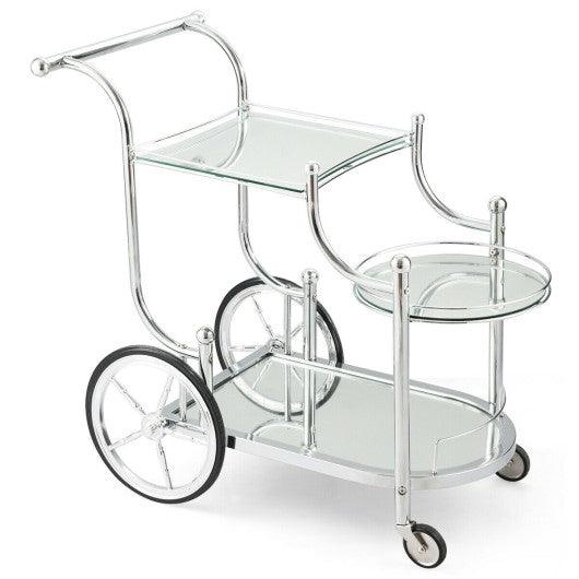 Kitchen Rolling Bar Cart with Tempered Glass Suitable for Restaurant and Hotel at Set Shop and Smile