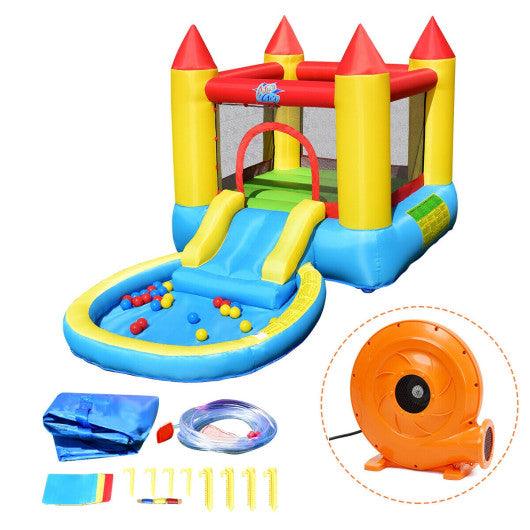 Inflatable Kids Slide Bounce House with 580w Blower at Set Shop and Smile