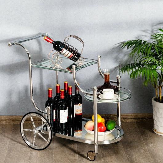 Kitchen Rolling Bar Cart with Tempered Glass Suitable for Restaurant and Hotel at Set Shop and Smile