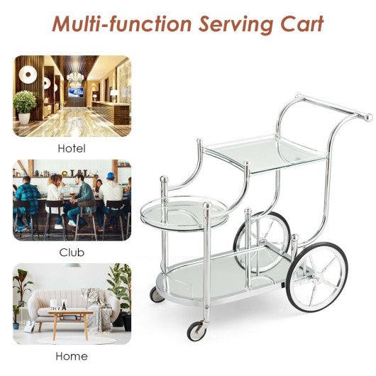 Kitchen Rolling Bar Cart with Tempered Glass Suitable for Restaurant and Hotel at Set Shop and Smile