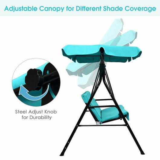 Steel Frame Outdoor Loveseat Patio Canopy Swing with Cushion-Blue at Set Shop and Smile