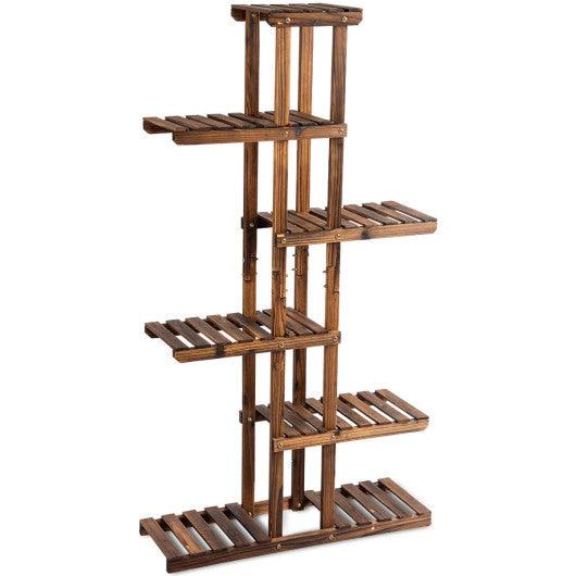 6 Tier Garden Wooden Shelf Storage Plant Rack Stand at Set Shop and Smile