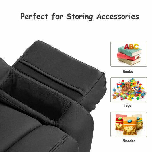 Kids Deluxe Headrest Recliner Sofa Chair with Storage Arms-Black at Set Shop and Smile