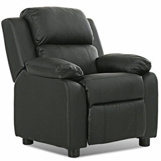 Kids Deluxe Headrest Recliner Sofa Chair with Storage Arms-Black at Set Shop and Smile