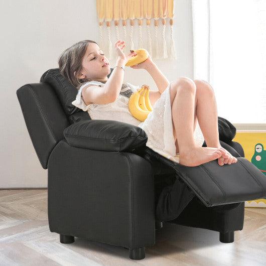 Kids Deluxe Headrest Recliner Sofa Chair with Storage Arms-Black at Set Shop and Smile