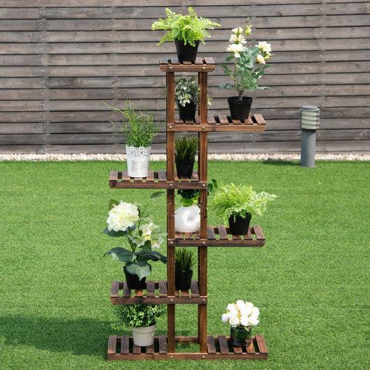 6 Tier Garden Wooden Shelf Storage Plant Rack Stand at Set Shop and Smile