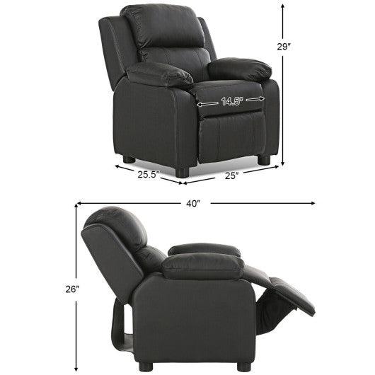 Kids Deluxe Headrest Recliner Sofa Chair with Storage Arms-Black at Set Shop and Smile