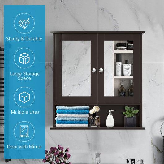 Bathroom Wall Mount Mirror Cabinet Organizer-Brown at Set Shop and Smile