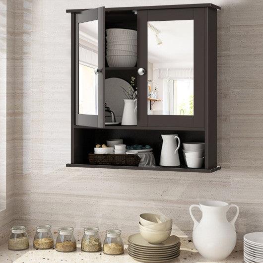 Bathroom Wall Mount Mirror Cabinet Organizer-Brown at Set Shop and Smile