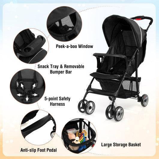 Toddler Travel Stroller for Airplane with Adjustable Backrest and Canopy at Set Shop and Smile