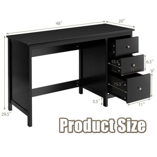 3-Drawer Home Office Study Computer Desk with Spacious Desktop-Black at Set Shop and Smile