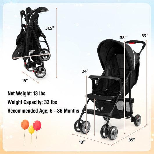 Toddler Travel Stroller for Airplane with Adjustable Backrest and Canopy at Set Shop and Smile