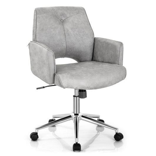 Adjustable Hollow Mid Back Leisure Office Chair with Armrest-Gray at Set Shop and Smile