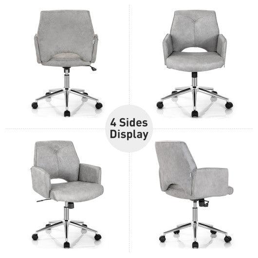 Adjustable Hollow Mid Back Leisure Office Chair with Armrest-Gray at Set Shop and Smile