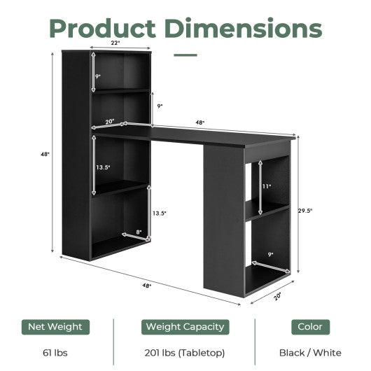 Computer Desk Writing Workstation Office with 6-Tier Storage Shelves-Black at Set Shop and Smile