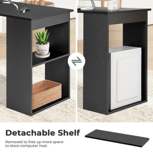 Computer Desk Writing Workstation Office with 6-Tier Storage Shelves-Black at Set Shop and Smile