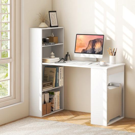 Computer Desk Writing Workstation Office with 6-Tier Storage Shelves-White - Costway - CB10301WH - Set Shop and Smile