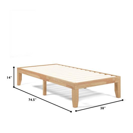 Twin Size 14 Inch Wooden Slats Bed Mattress Frame-Natural at Set Shop and Smile