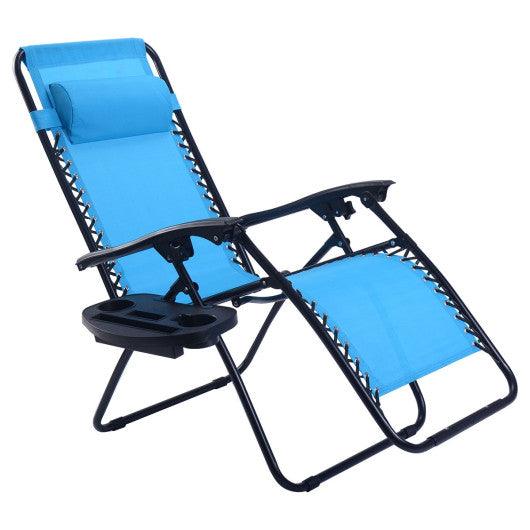Outdoor Folding Zero Gravity Reclining Lounge Chair-Light Blue at Set Shop and Smile