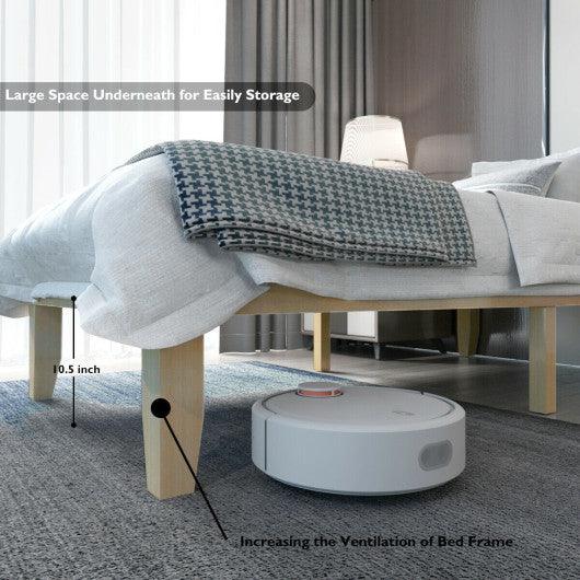 Twin Size 14 Inch Wooden Slats Bed Mattress Frame-Natural at Set Shop and Smile