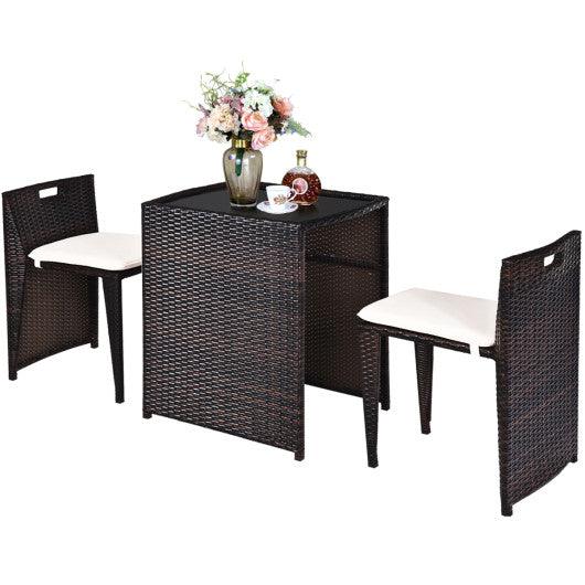 3 Pieces Cushioned Outdoor Wicker Patio Set with No Assembly Needed at Set Shop and Smile