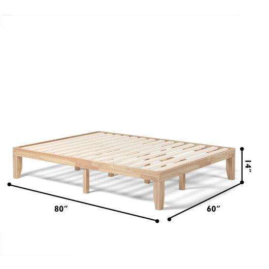 Queen Size 14 Inch Wooden Bed Mattress Frame-Natural at Set Shop and Smile