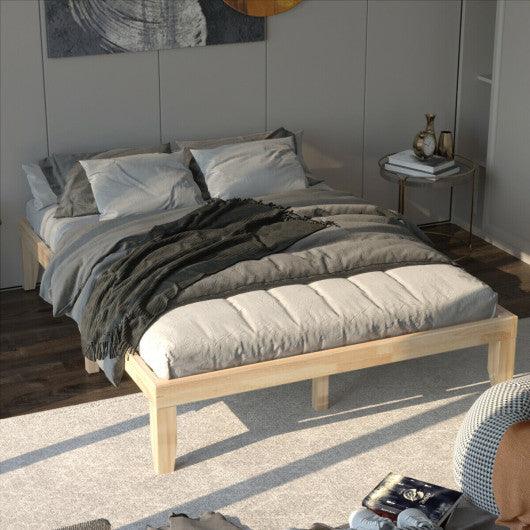 Queen Size 14 Inch Wooden Bed Mattress Frame-Natural at Set Shop and Smile