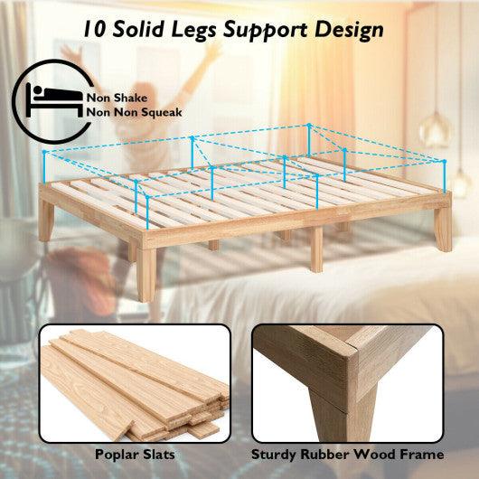 Queen Size 14 Inch Wooden Bed Mattress Frame-Natural at Set Shop and Smile