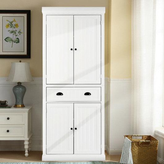 Cupboard Freestanding Kitchen Cabinet w/ Adjustable Shelves-White at Set Shop and Smile