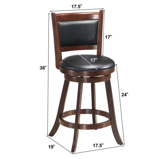 2 Pieces 24 Inch Swivel Counter Stool Dining Chair Upholstered Seat-Brown at Set Shop and Smile