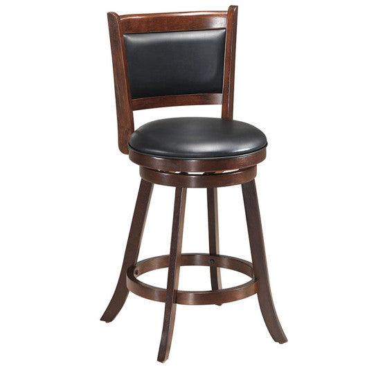 2 Pieces 24 Inch Swivel Counter Stool Dining Chair Upholstered Seat-Brown at Set Shop and Smile