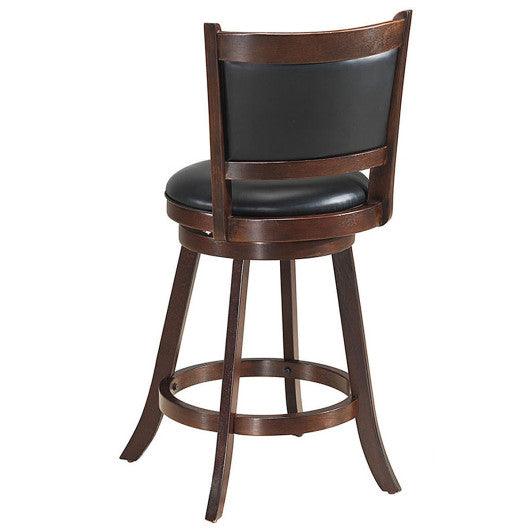 2 Pieces 24 Inch Swivel Counter Stool Dining Chair Upholstered Seat-Brown at Set Shop and Smile