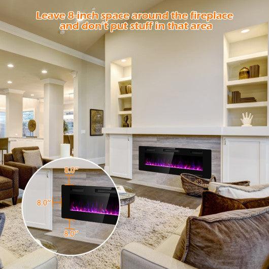 50 Inch Recessed Ultra Thin Electric Fireplace with Timer at Set Shop and Smile