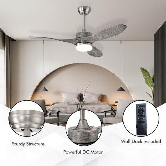 48 Inch Wood Ceiling Fan with LED Lights and 6 Speed Levels at Set Shop and Smile