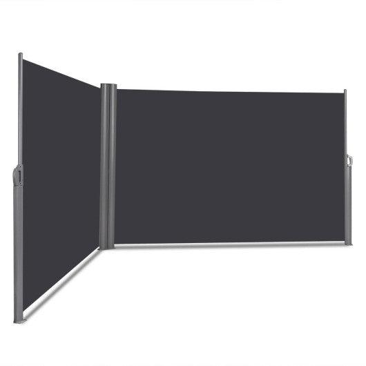 237 x 63 Inch Patio Retractable Double Folding Side Awning Screen Divider at Set Shop and Smile