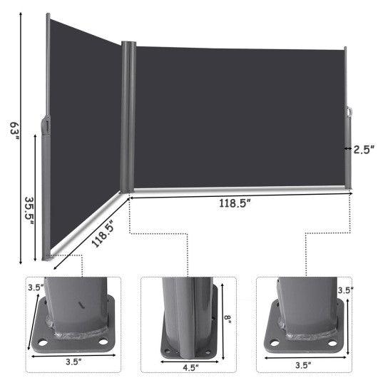 237 x 63 Inch Patio Retractable Double Folding Side Awning Screen Divider at Set Shop and Smile
