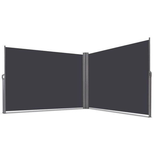 237 x 63 Inch Patio Retractable Double Folding Side Awning Screen Divider at Set Shop and Smile