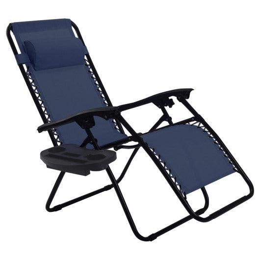 Outdoor Folding Zero Gravity Reclining Lounge Chair-Blue at Set Shop and Smile