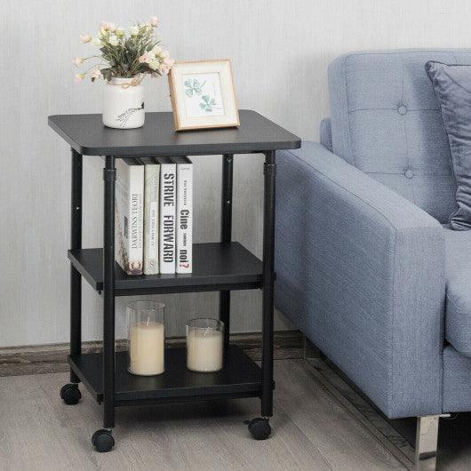 3-tier Adjustable Printer Stand with 360° Swivel Casters-Black at Set Shop and Smile