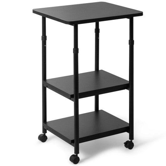 3-tier Adjustable Printer Stand with 360° Swivel Casters-Black at Set Shop and Smile