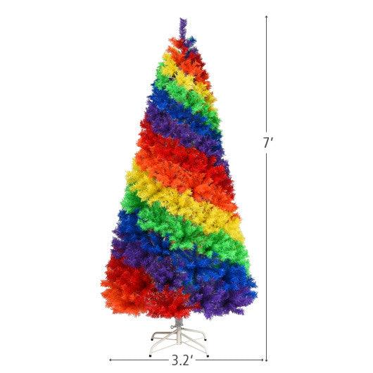 7 Feet Artificial Hinged Traditional Christmas Tree with Metal Stand at Set Shop and Smile