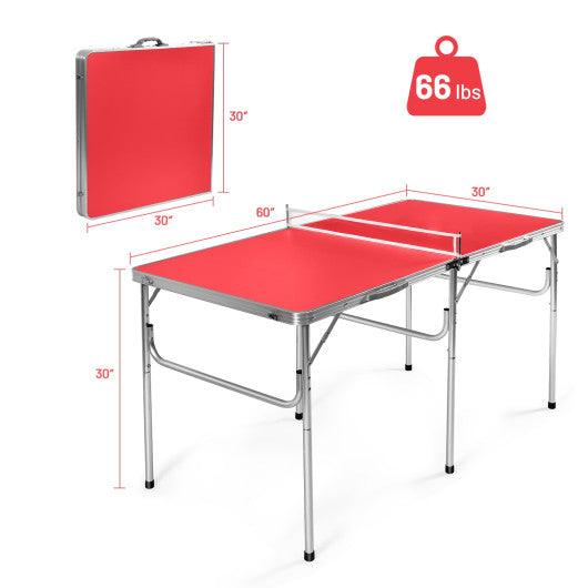 60 Inch Portable Tennis Ping Pong Folding Table with Accessories-Red at Set Shop and Smile
