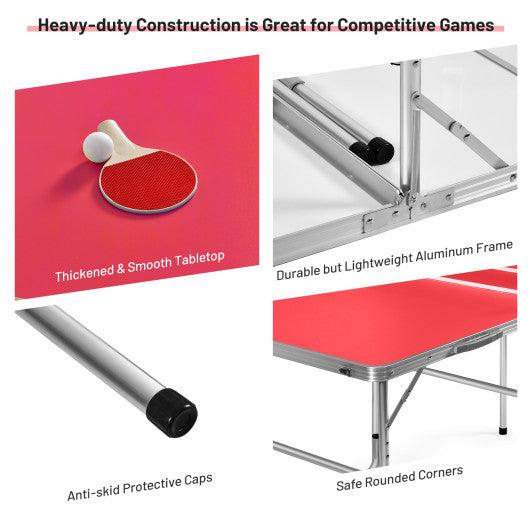 60 Inch Portable Tennis Ping Pong Folding Table with Accessories-Red at Set Shop and Smile