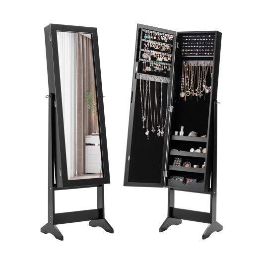 Mirrored Standing Jewelry Cabinet Storage Box-Black at Set Shop and Smile