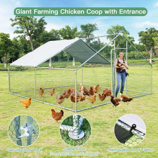 13 x 13 Feet Walk-in Chicken Coop with Waterproof Cover for Outdoor Backyard Farm at Set Shop and Smile