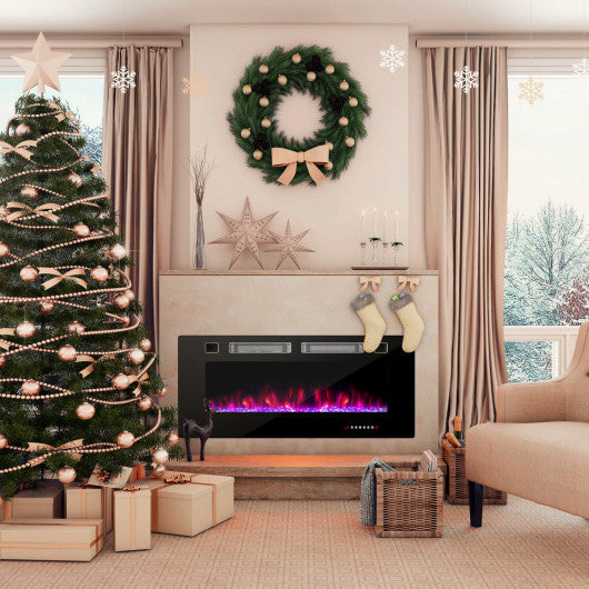 42 Inch Ultra-Thin Electric Fireplace with Decorative Crystals and Smart APP Control-42 inch - Set Shop and Smile