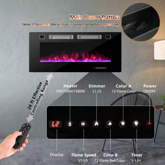 42 Inch Ultra-Thin Electric Fireplace with Decorative Crystals and Smart APP Control-42 inch at Set Shop and Smile